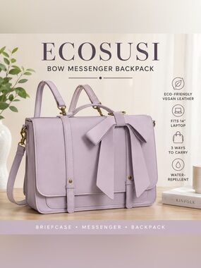 ECOSUSI Lavender Bow Messenger Backpack - Women's Bag